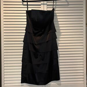 White House Black Market black satin strapless‎ dress 4